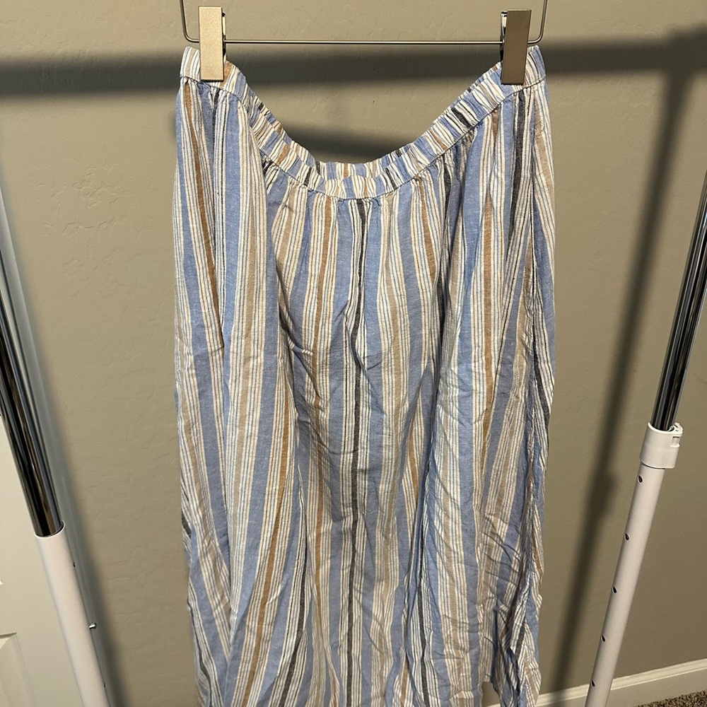 Caslon Blue and White Maxi A-Line Skirt